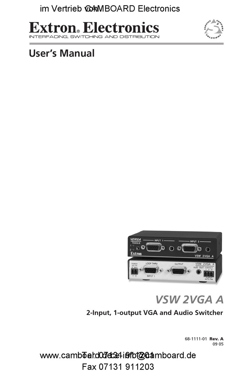 Extron electronics VSW 2VGA A User manual Extron electronics VSW 2VGA A User manual