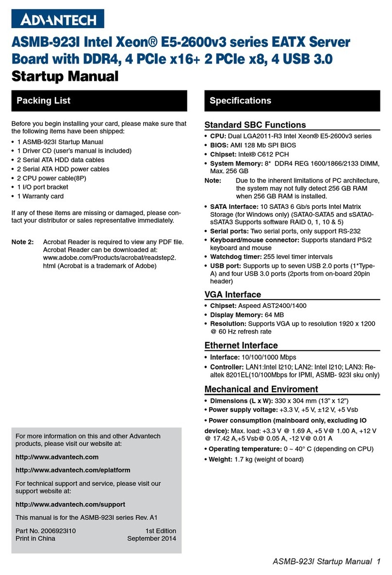 Advantech ASMB-923I Installation and operation manual