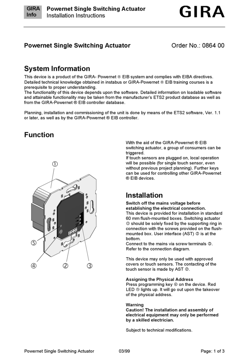 Gira Powernet Single Switching Actuator User manual