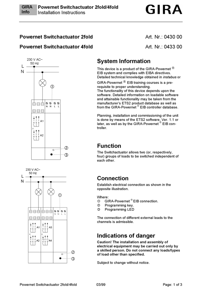 Gira Powernet Switchactuator 2fold User manual