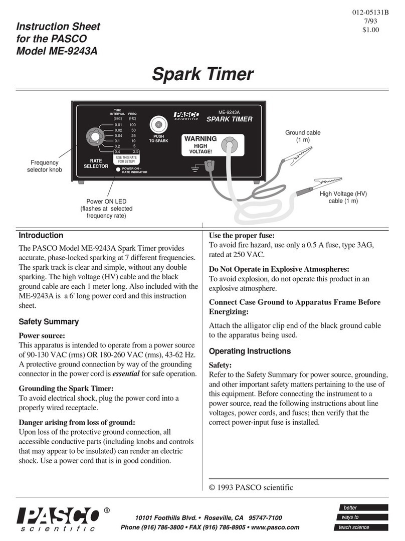 PASCO Spark Timer ME-9243A User manual