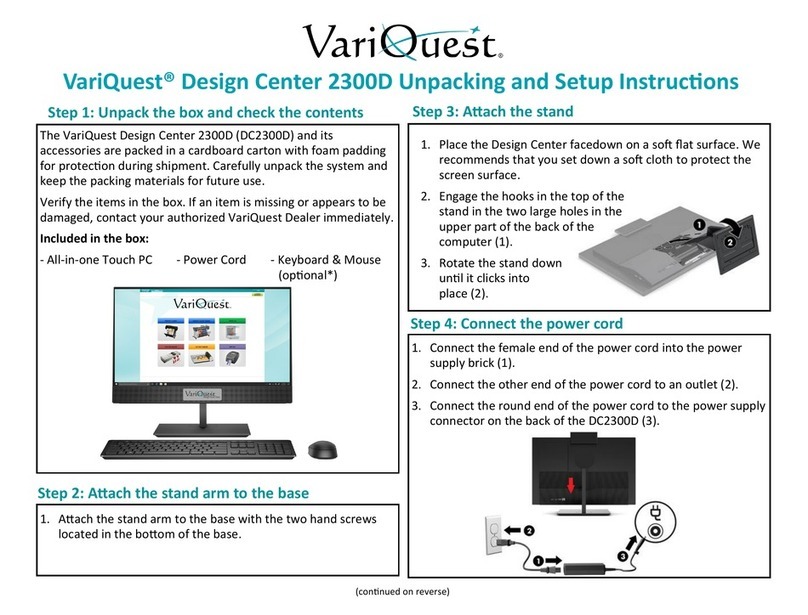 Variquest Design Center 2300D Unpacking and setup instructions
