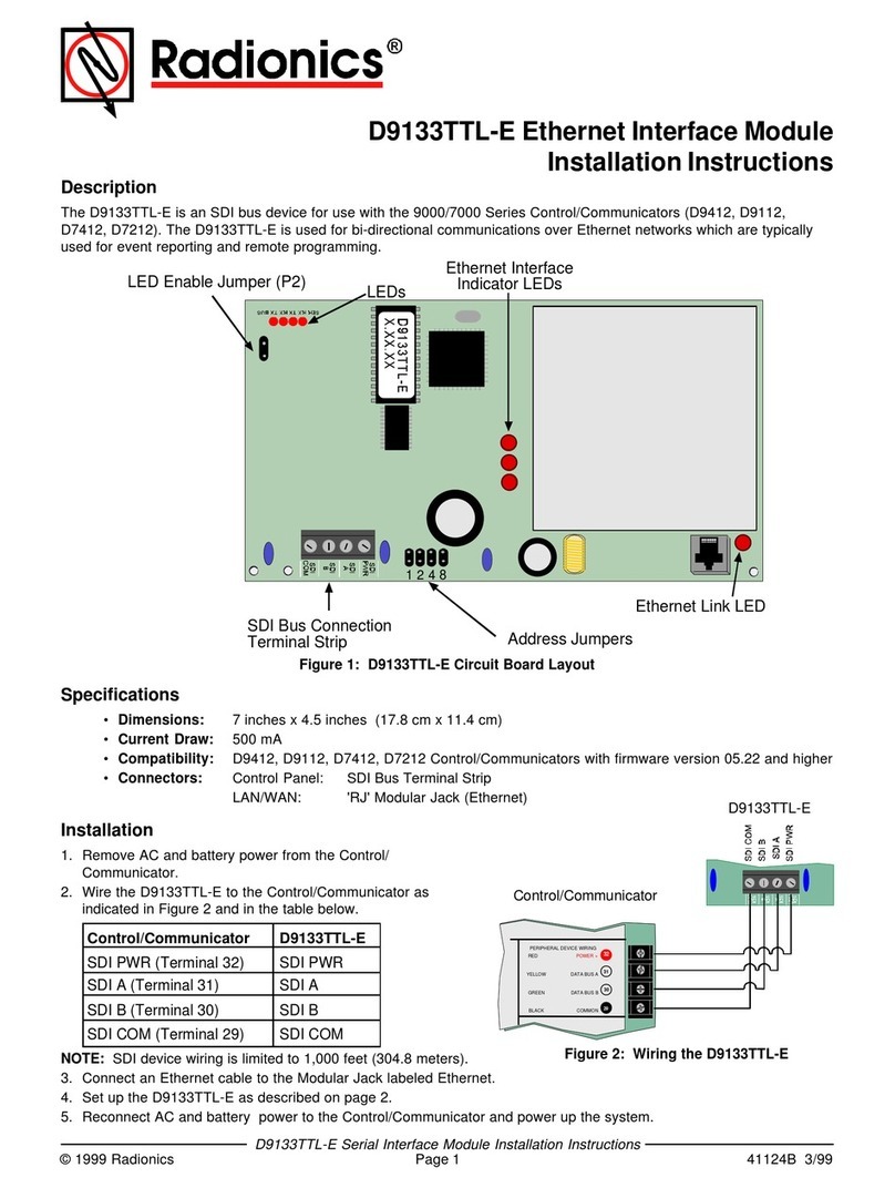Radionics D9133TTL-E installation instructions