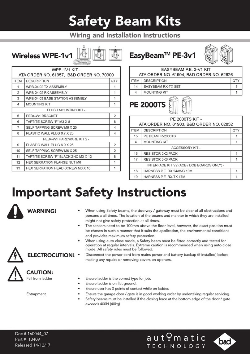 B&D Automatic Technology Wireless WPE-1v1 Wiring and Installation Instructions