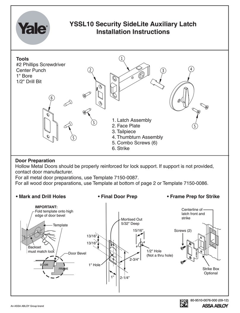 Yale YSSL10 User manual