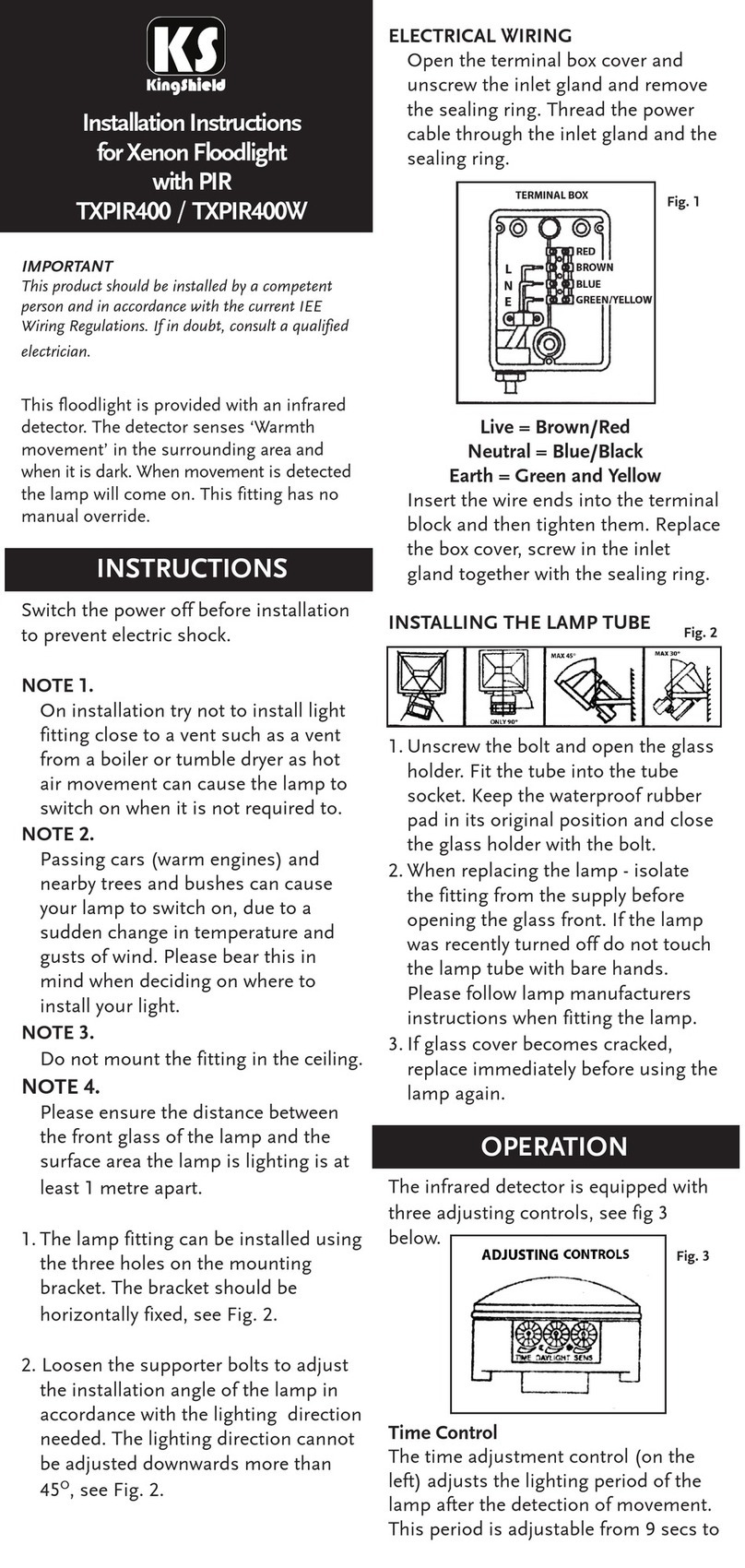 KingShield TXPIR400 User manual