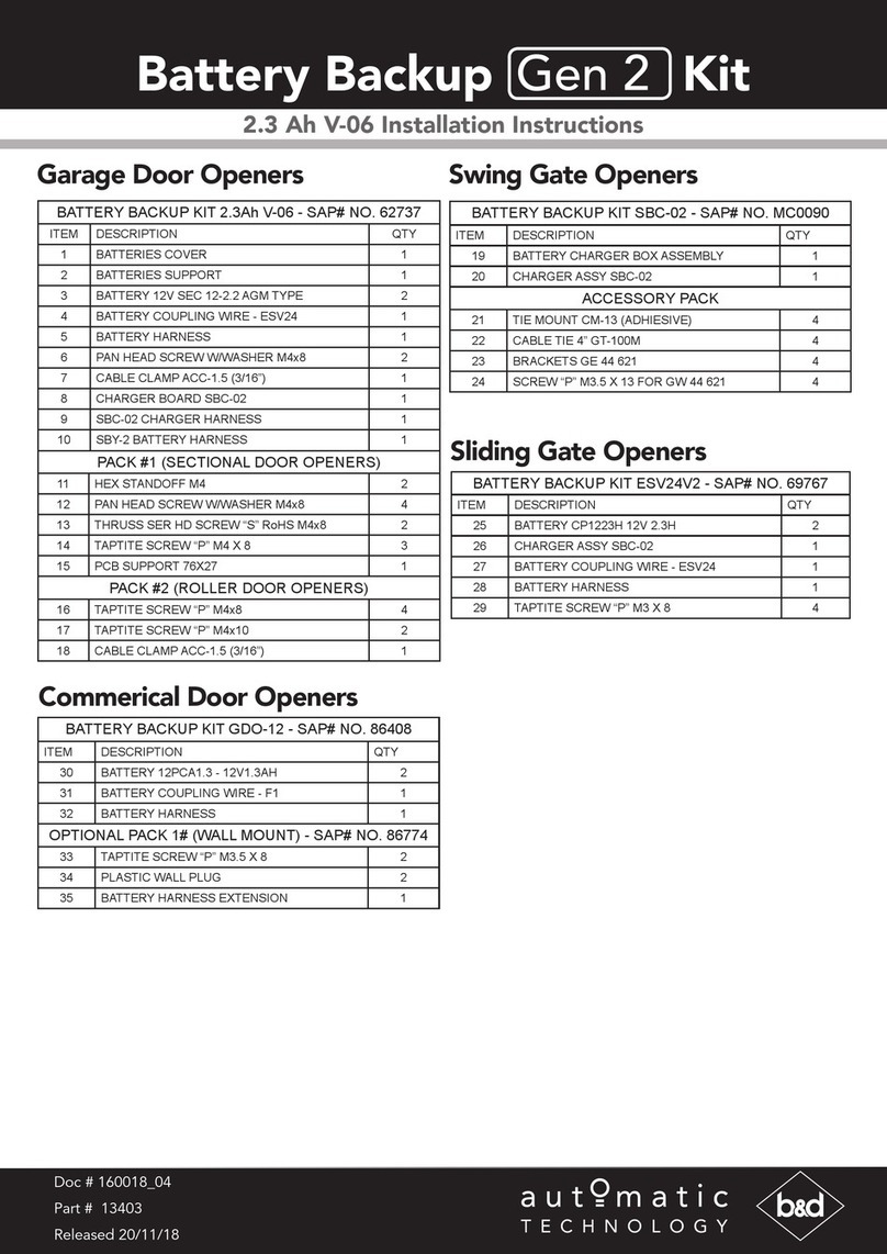 B&D Automatic Technology Battery Backup Gen 2... installation instructions