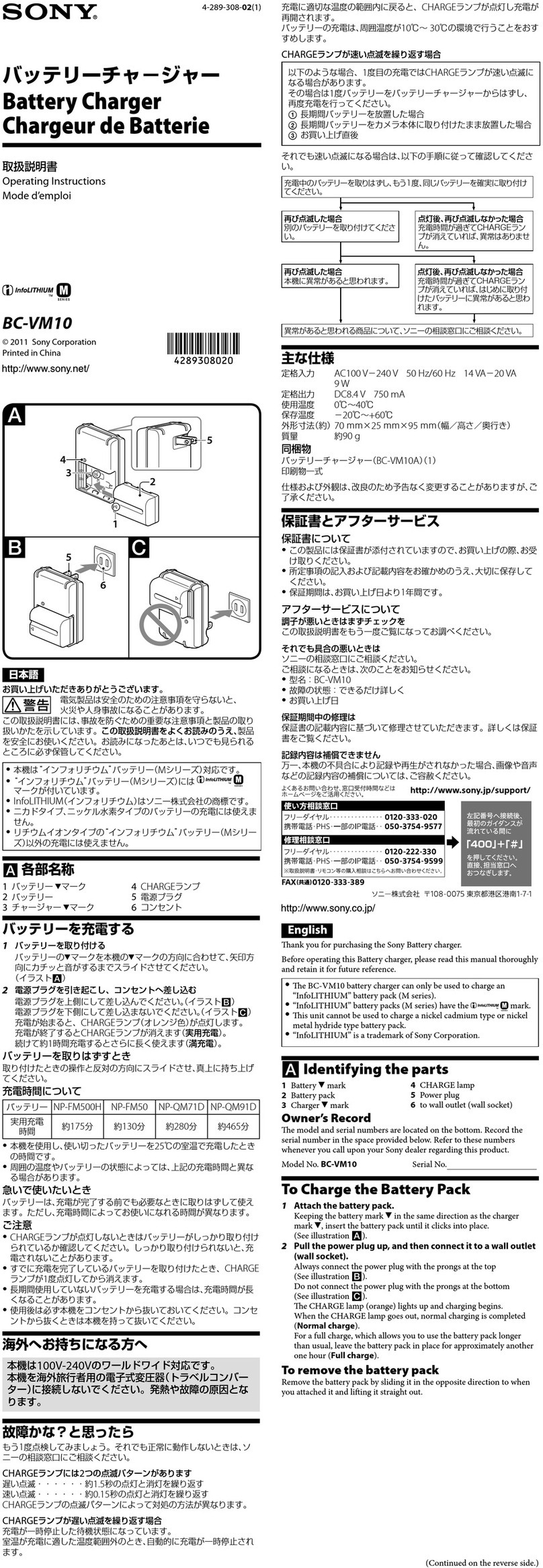 Sony BC-VM10 operating instructions