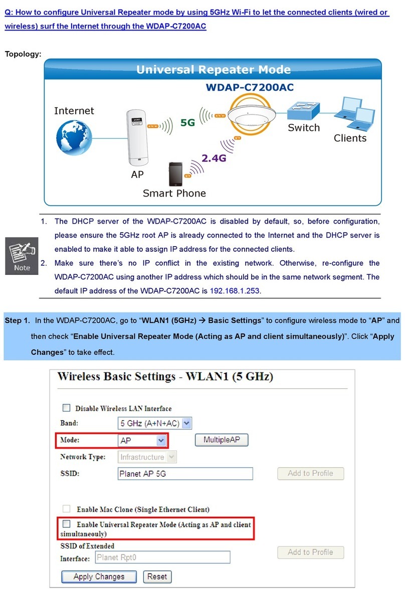 Planet Networking & Communication WDAP-C7200AC Q&A Planet Networking & Communication WDAP-C7200AC Q&A