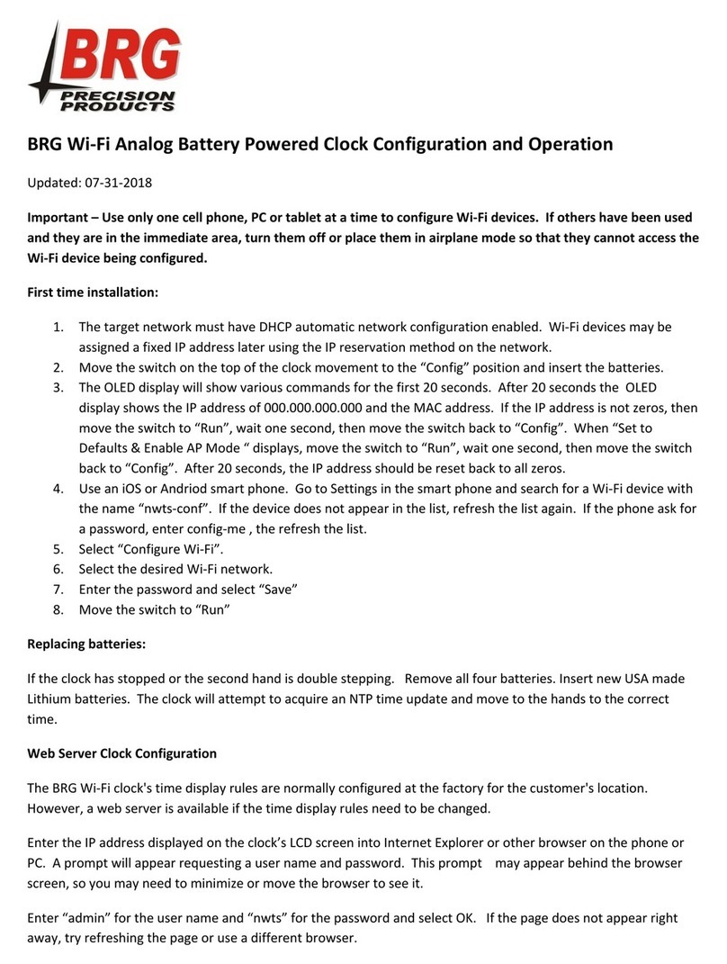 BRG DuraTime Wi-Fi Series Configuration and operation BRG DuraTime Wi-Fi Series Configuration and operation