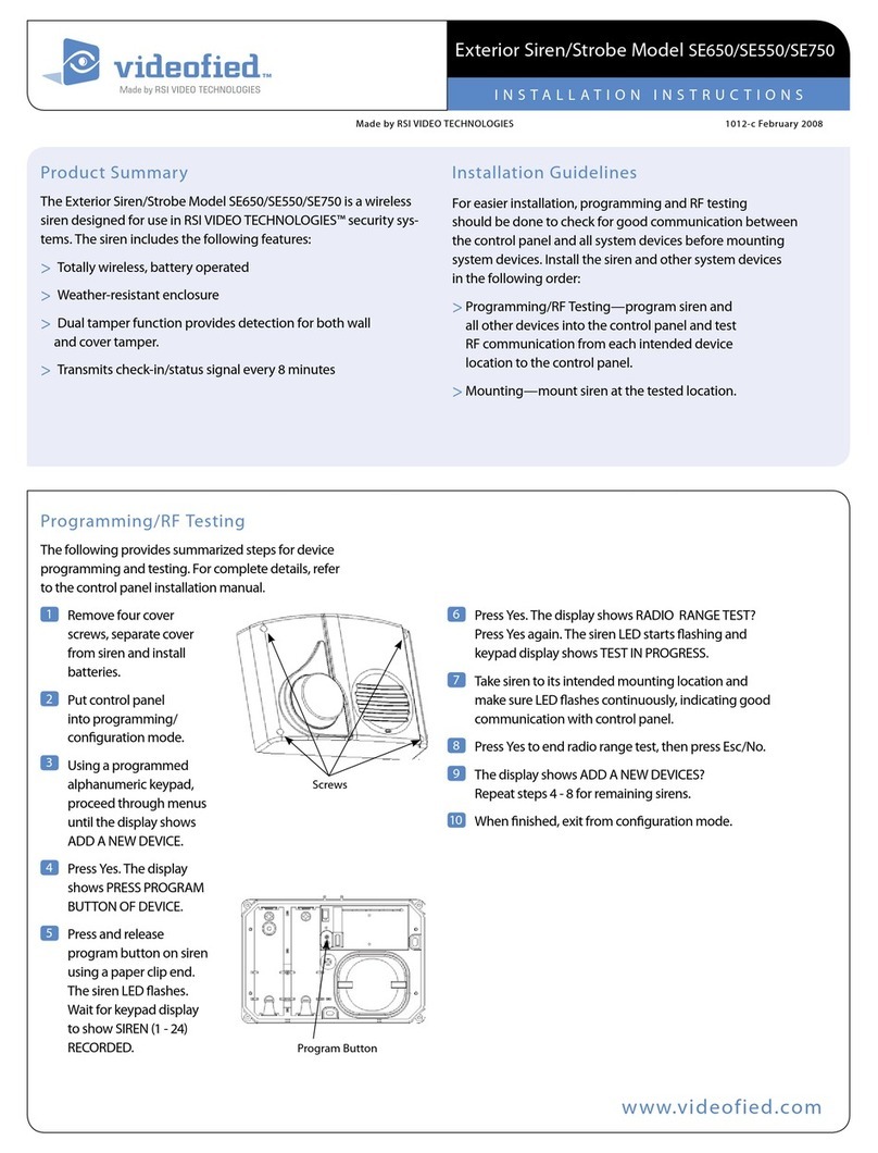 Videofield SE650 installation instructions