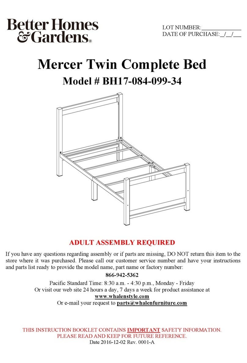 Better Homes and Gardens Mercer Twin Complete Bed BH17-084-099-34 manual Better Homes and Gardens Mercer Twin Complete Bed BH17-084-099-34 manual