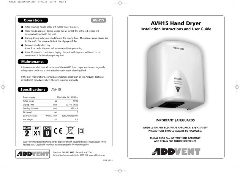 Addvent AVH15 Installation instructions and user guide