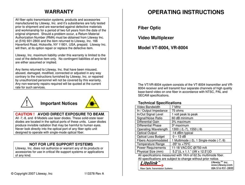 LITEWAY LiteLink VT-8004 operating instructions