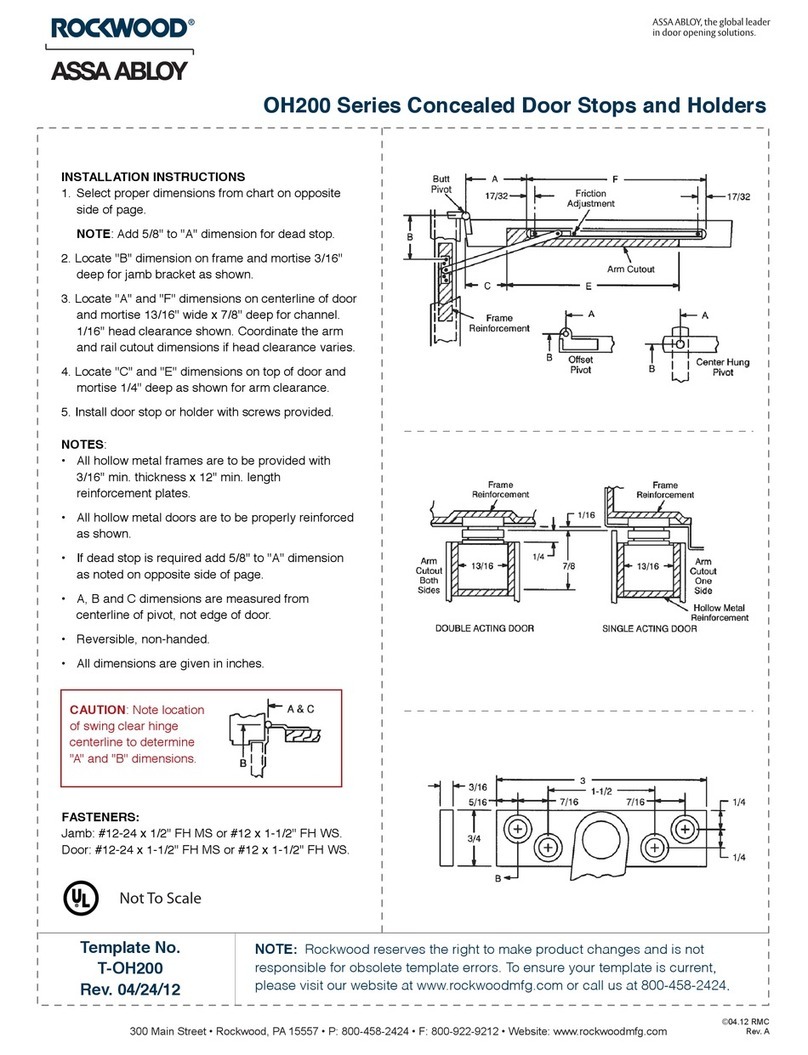 Assa Abloy Rockwood OH200 Series installation instructions