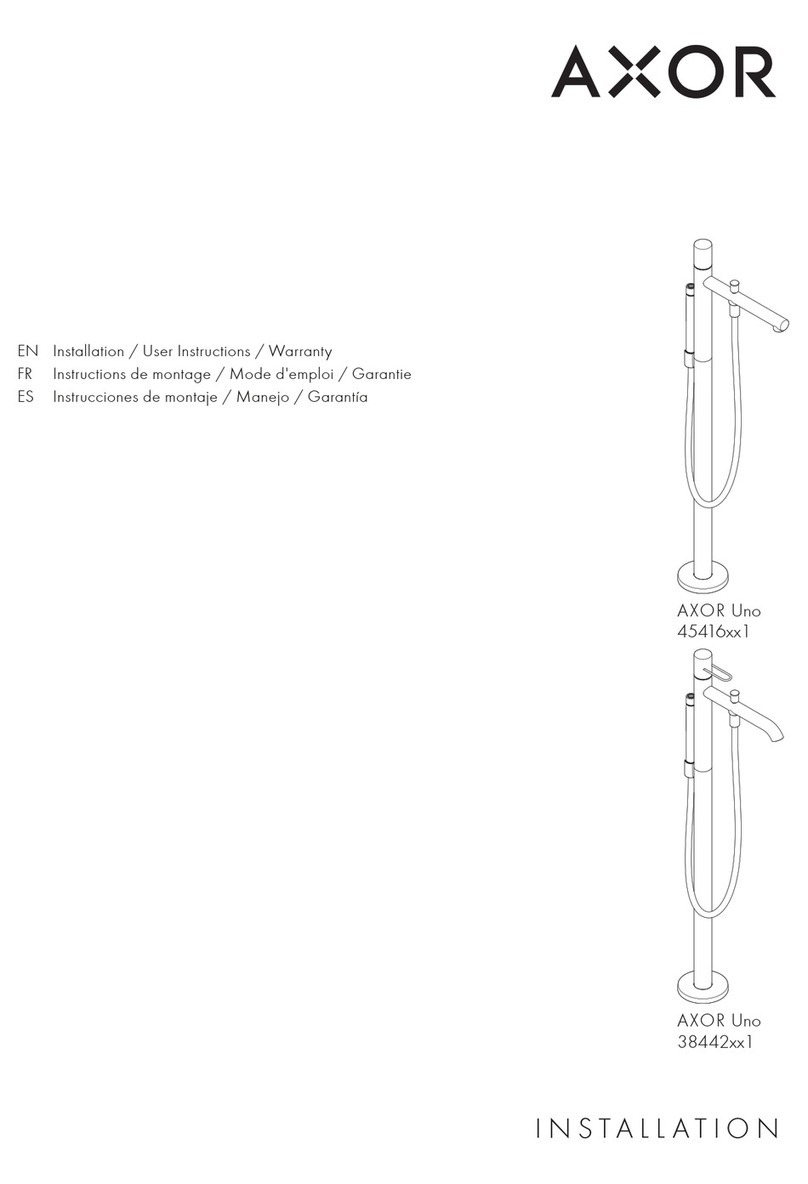Hans Grohe AXOR Uno 38442 1 Series Installation/User Instructions/Warranty Hans Grohe AXOR Uno 38442 1 Series Installation/User Instructions/Warranty