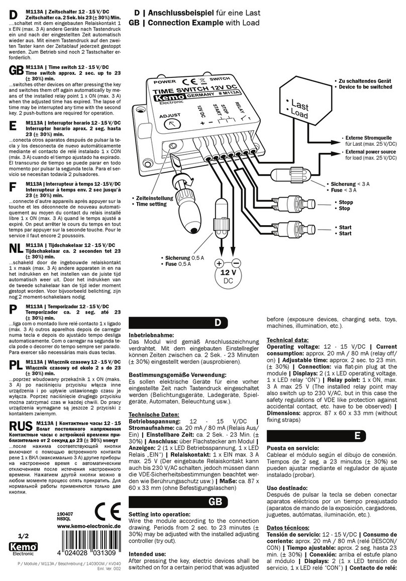 Kemo Electronic M113A quick start guide