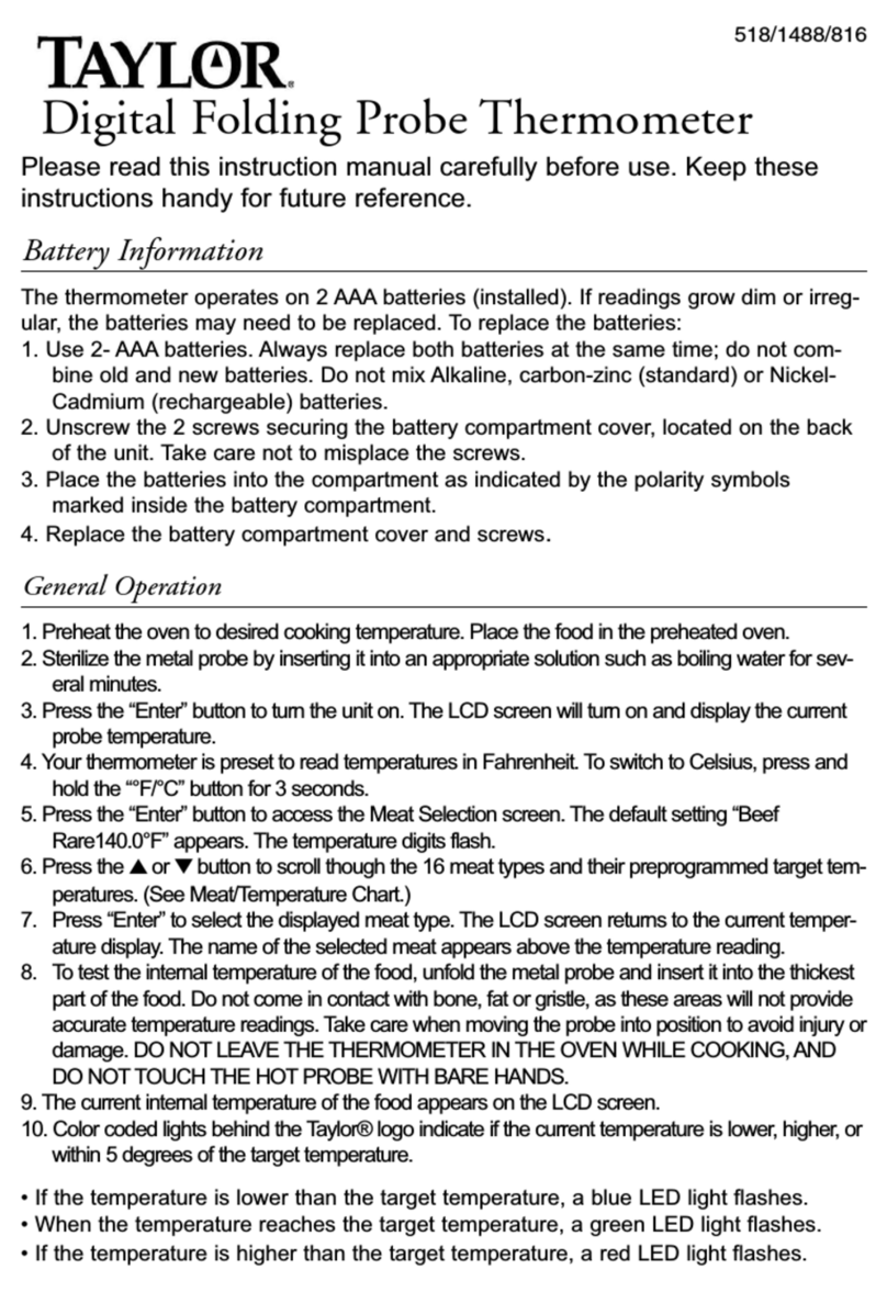 Taylor Digital Folding Probe Thermometer User manual