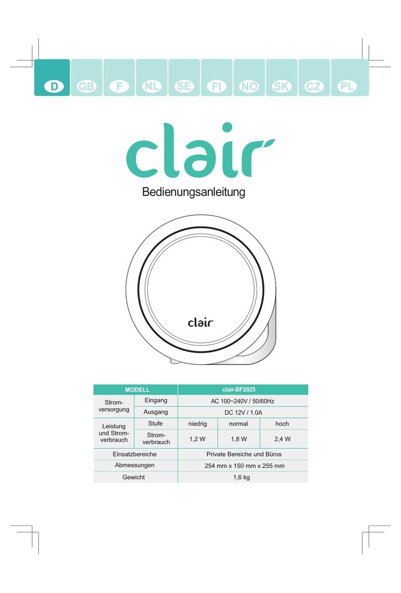 clair BF2025 instruction manual