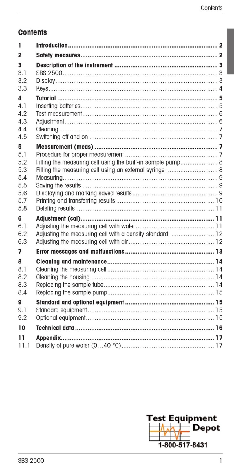 Test Equipment Depot SBS 2500 User manual