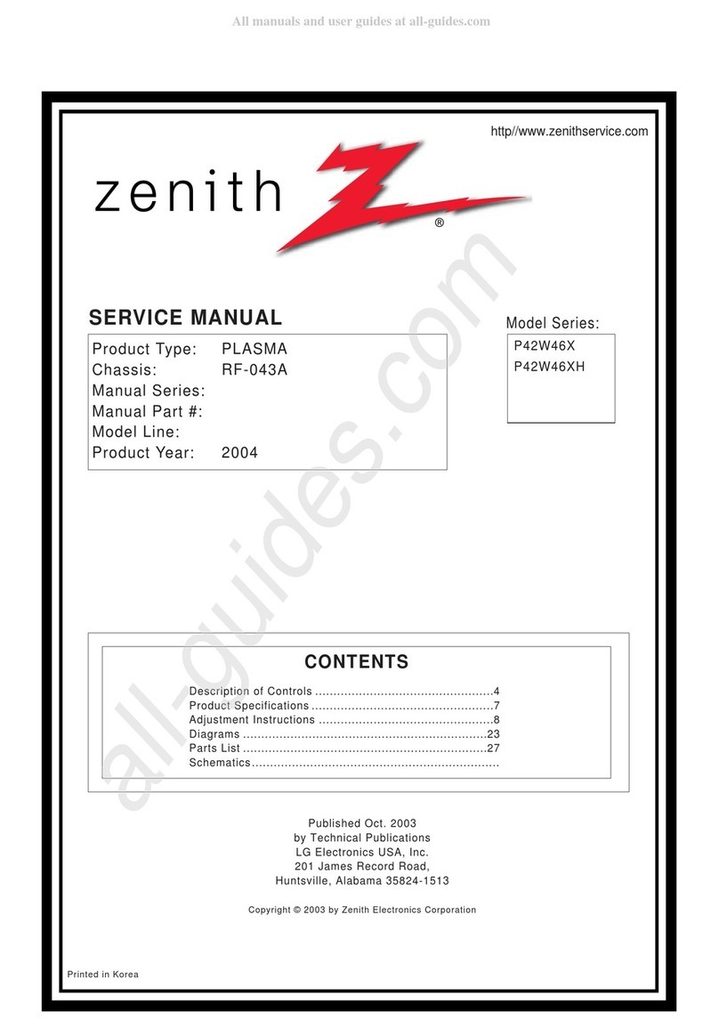 Zenith P42W46X - 42" Flat Panel Plasma ED-Ready TV User manual