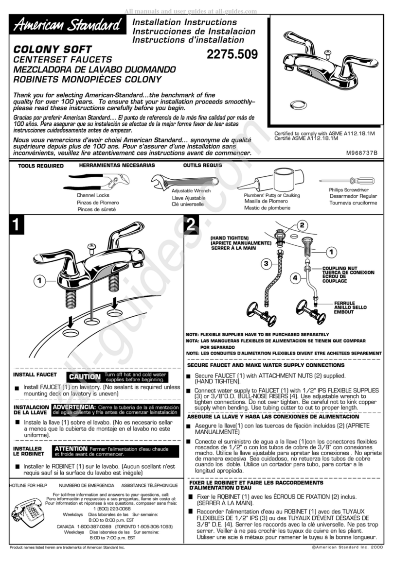 American Standard Colony Soft 2275.509 installation instructions American Standard Colony Soft 2275.509 installation instructions
