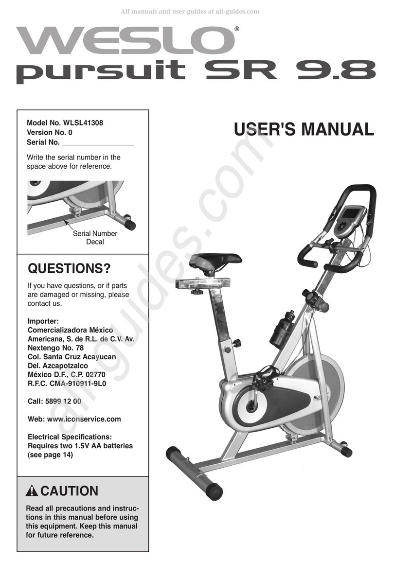 Weslo Pursuit Sr 9.8 user manual