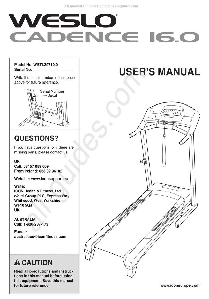 Weslo Candence 16.0 user manual