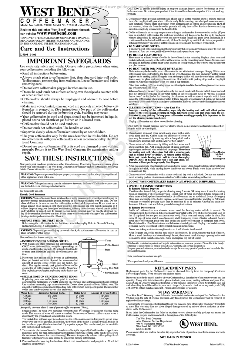 West Bend 57000 Manual