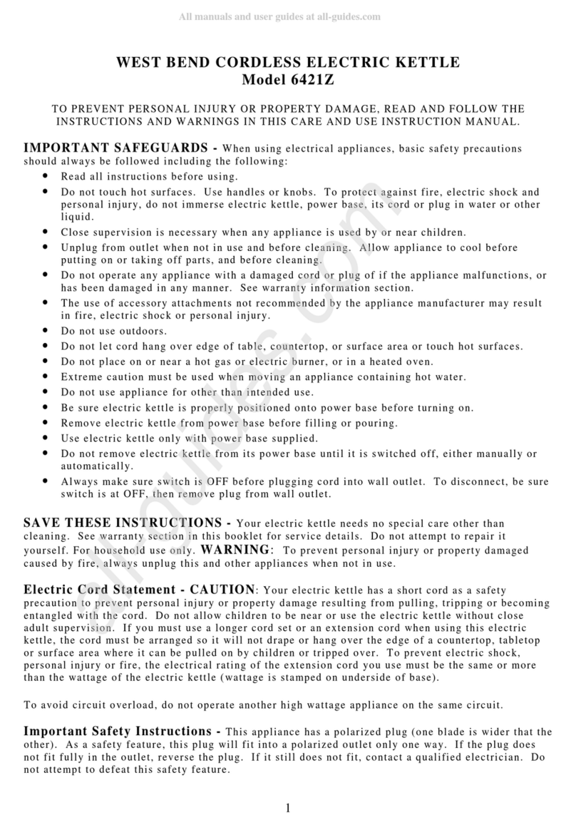 West Bend 6421Z User manual