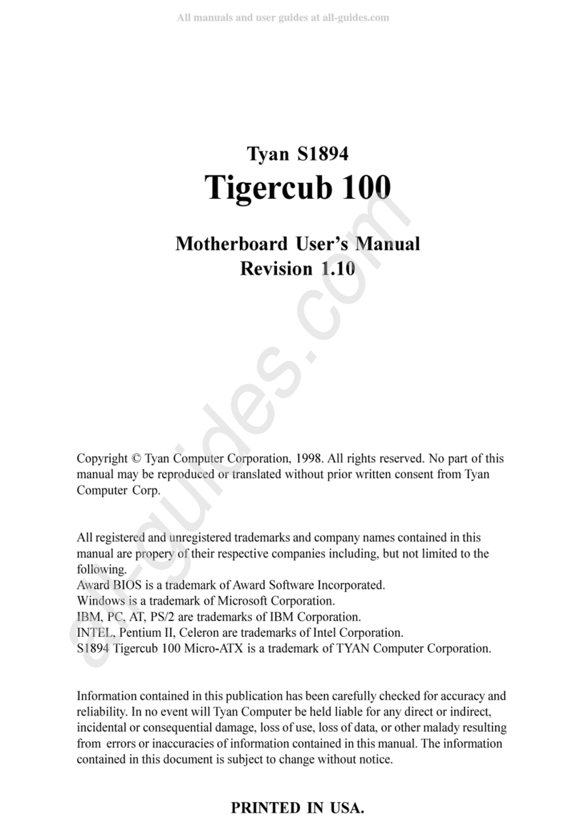 TYAN Tigercub 100 S1894 User manual TYAN Tigercub 100 S1894 User manual