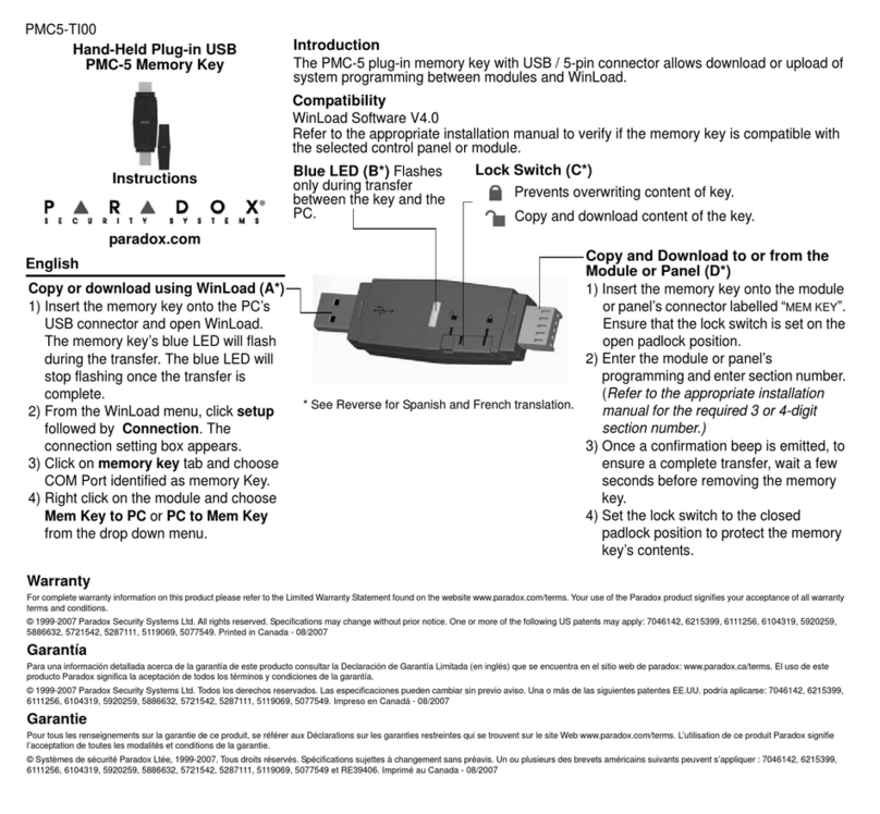 Paradox PMC5-TI00 User manual