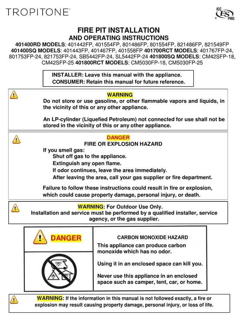 tropitone 401800SQ Series Installation and operating instructions