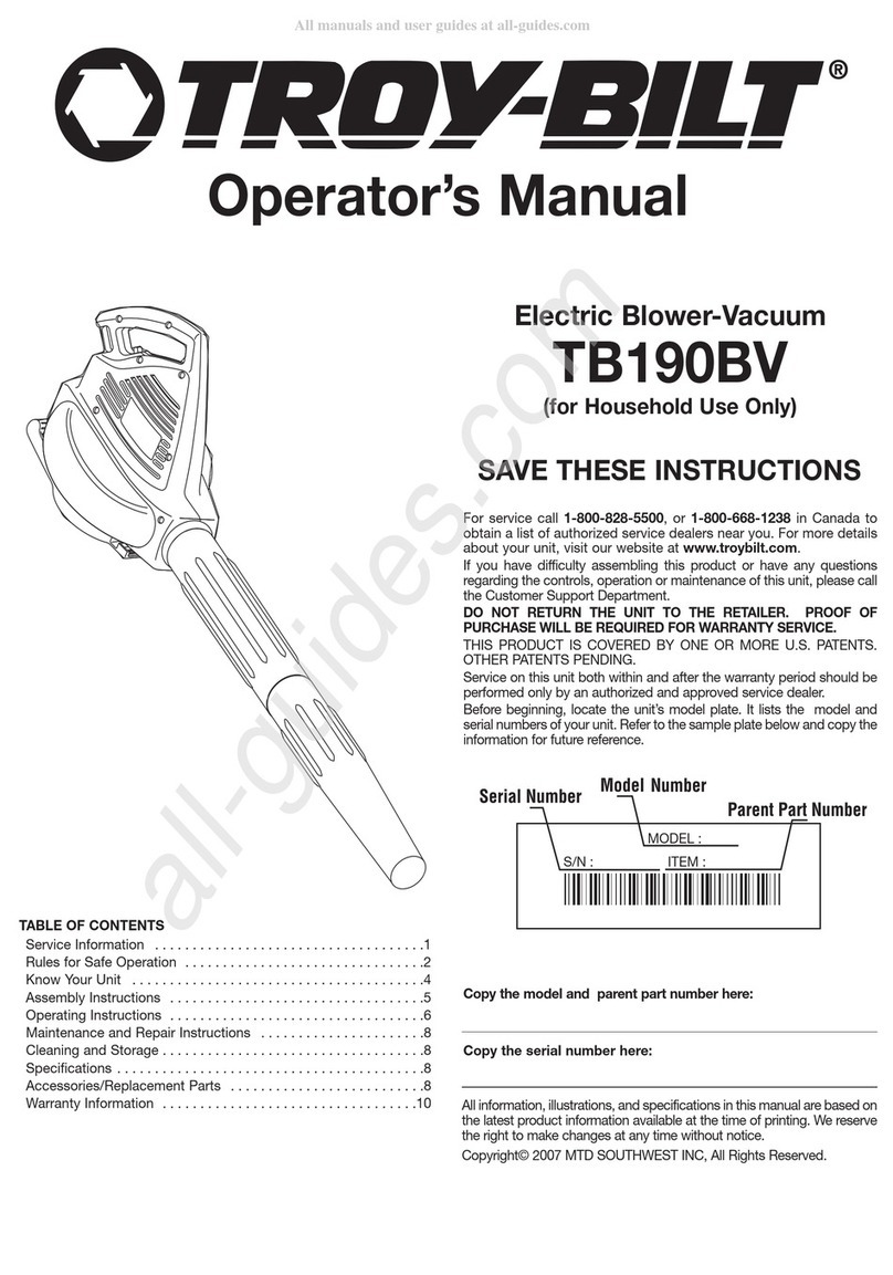 Troy-Bilt TB190BV User manual