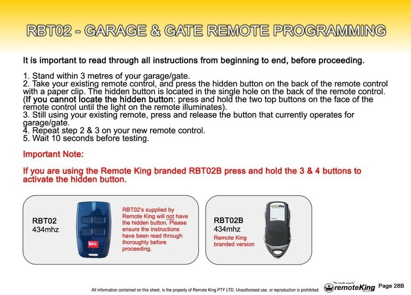 Remote King RBT02 quick start guide