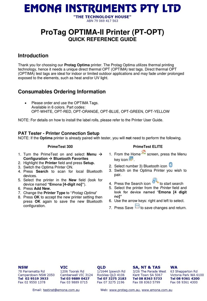 Emona Instruments ProTag OPTIMA-II Quick reference guide Emona Instruments ProTag OPTIMA-II Quick reference guide