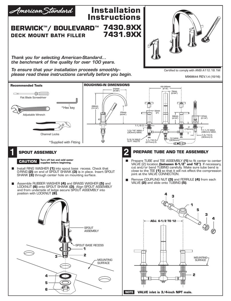 American Standard BERWICK 7431.9 Series installation instructions