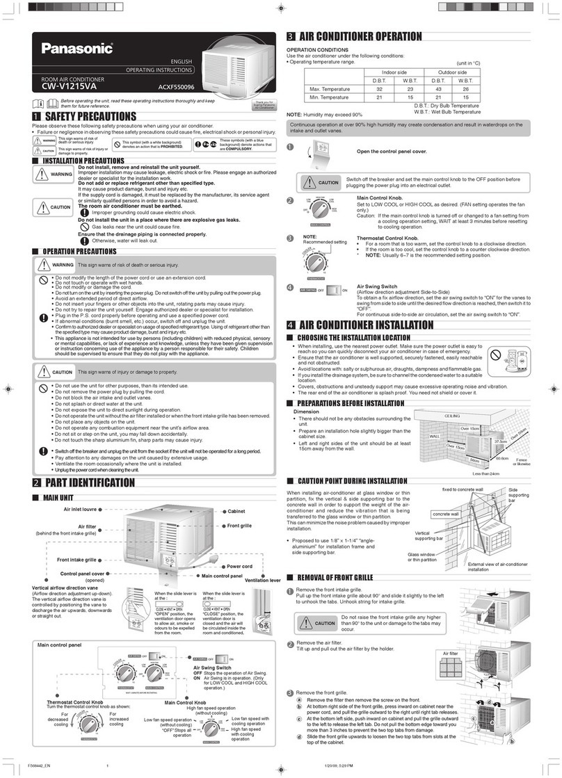 Panasonic CW-V1215VA User manual Panasonic CW-V1215VA User manual