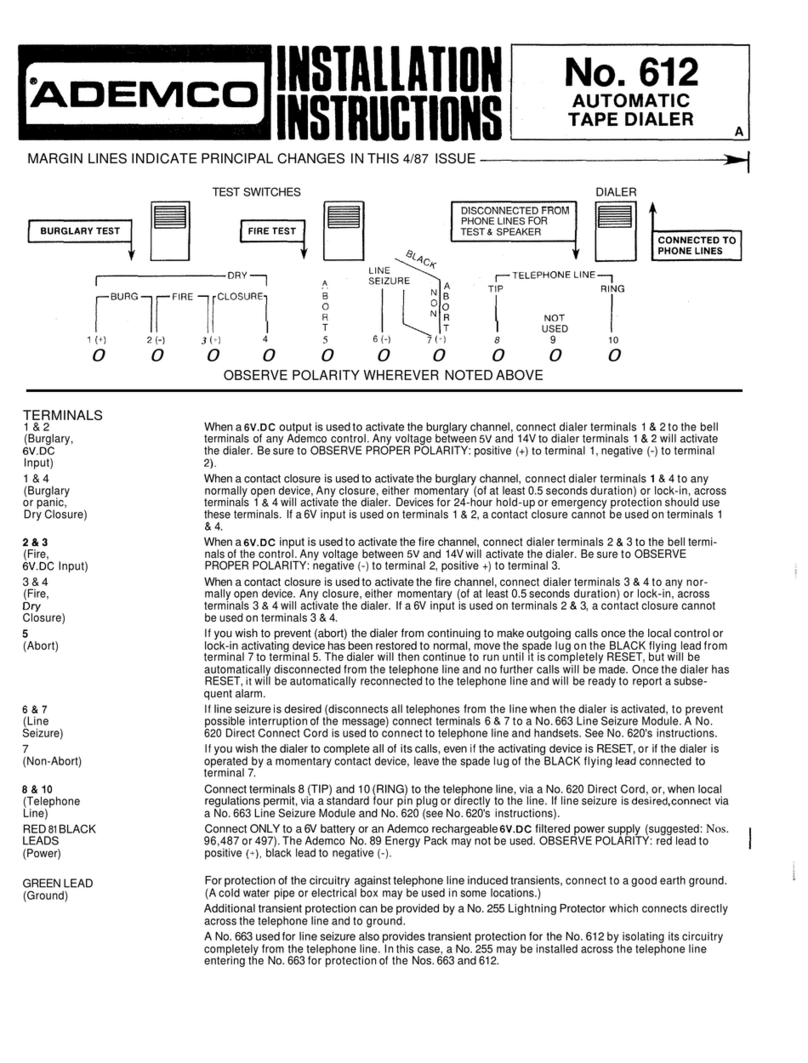 ADEMCO 612 installation instructions