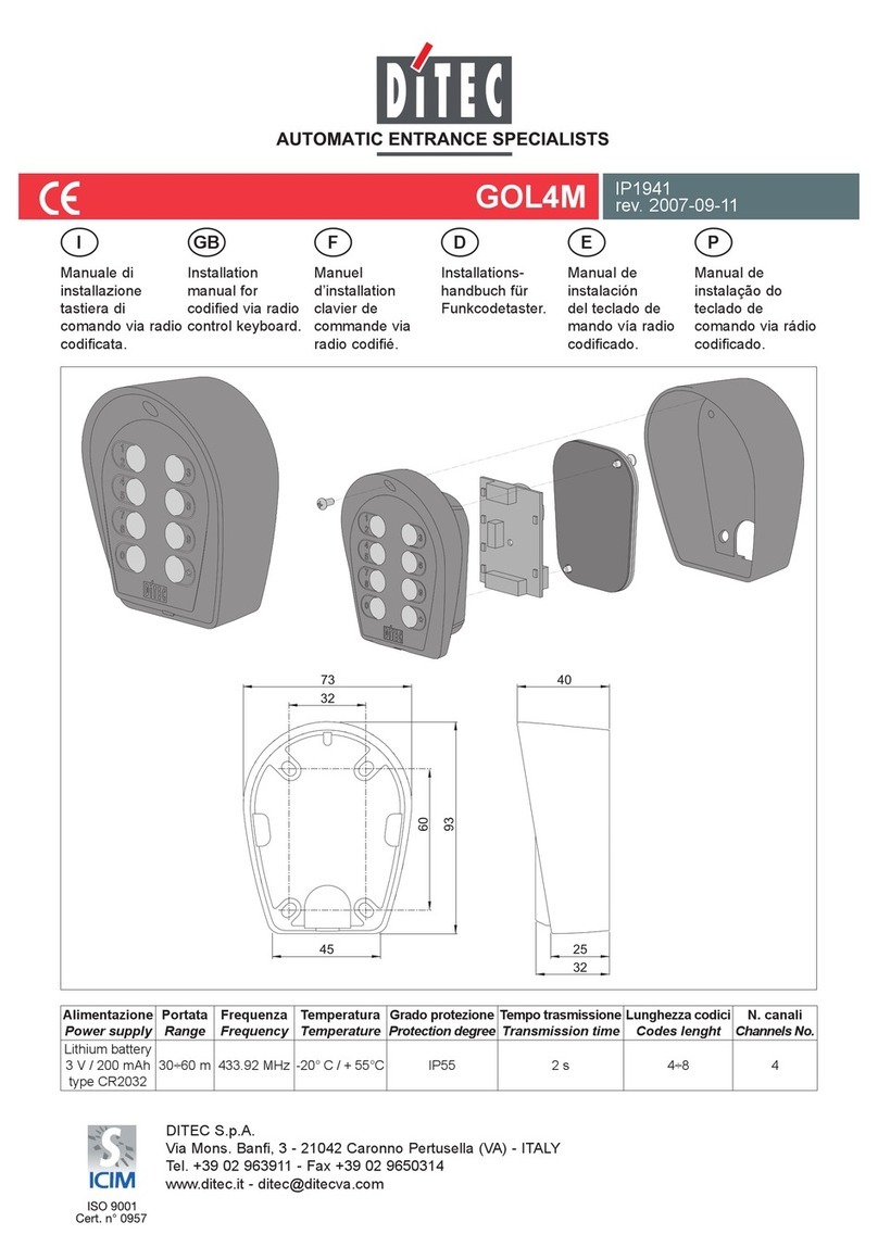 DITEC GOL4M installation manual