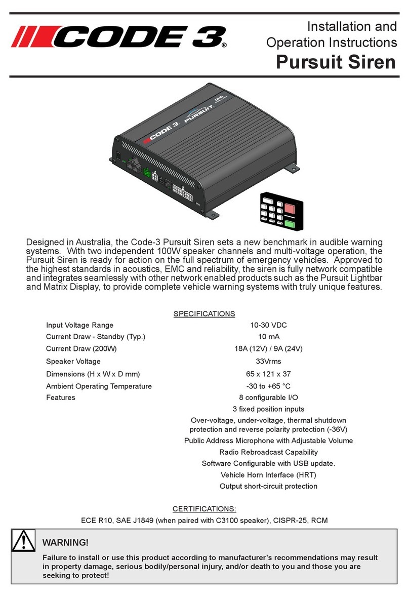 Code 3 Pursuit Siren Installation and operation instructions Code 3 Pursuit Siren Installation and operation instructions