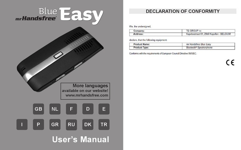 TE mr Handsfree Blue Easy user manual
