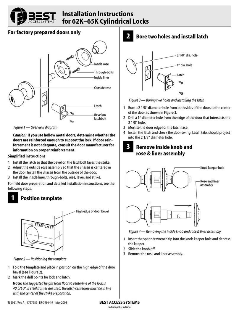 BEST ACCESS SYSTEMS 62K User manual