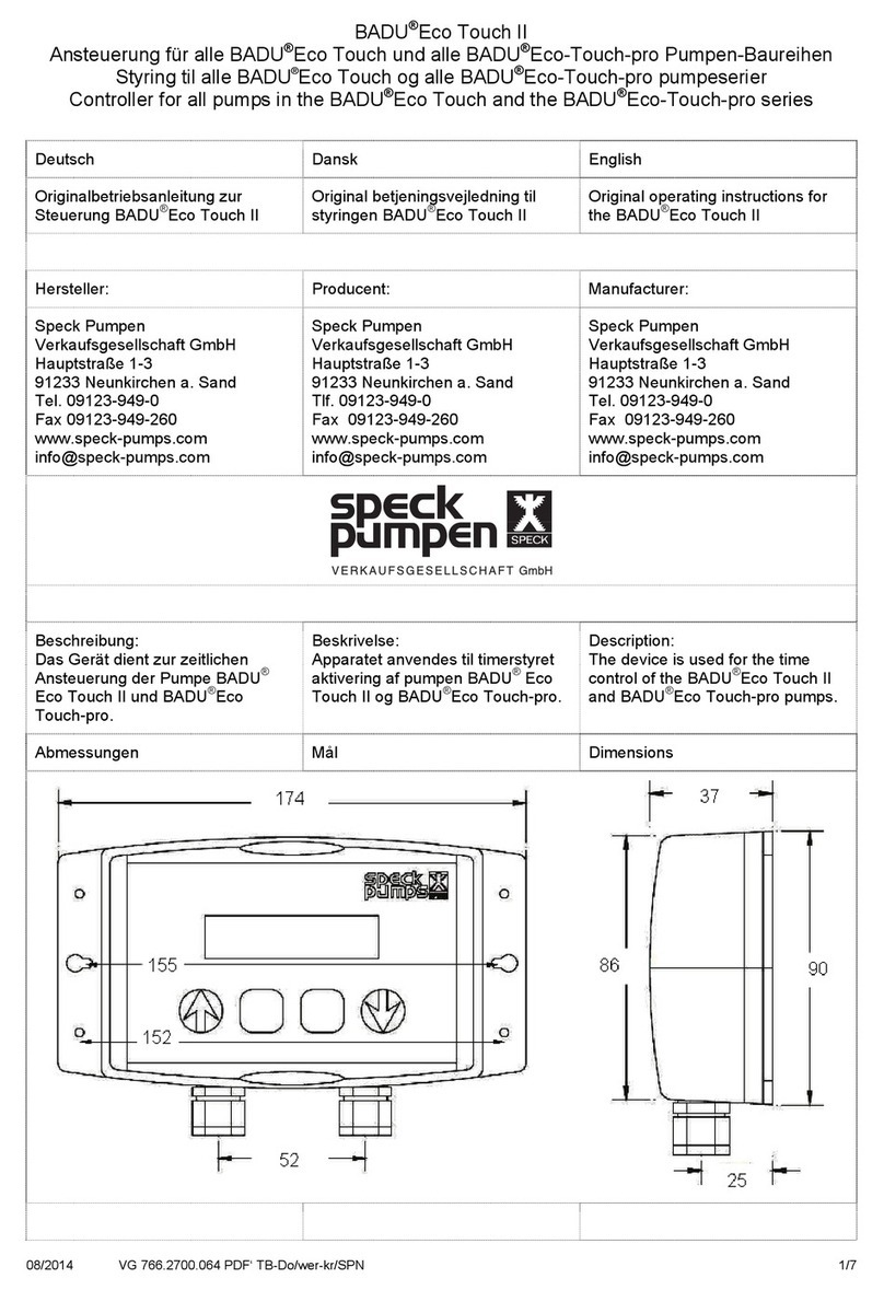 Speck pumpen BADU Eco Touch II quick start guide