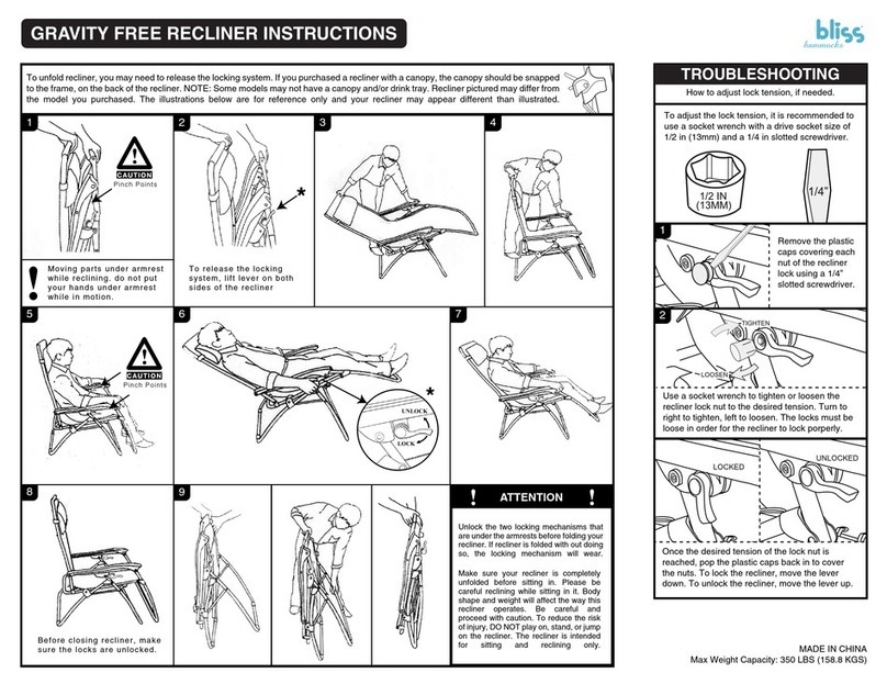 Bliss GRAVITY FREE RECLINER instructions