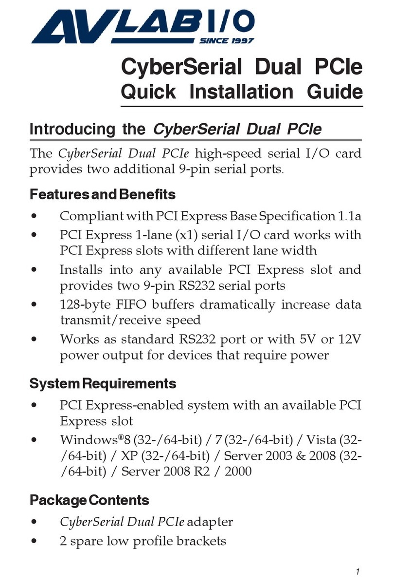 AvLab CyberSerial Dual PCIe User manual