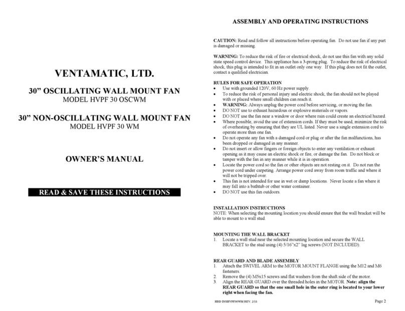 Ventamatic HVPF 30 WM owner's manual