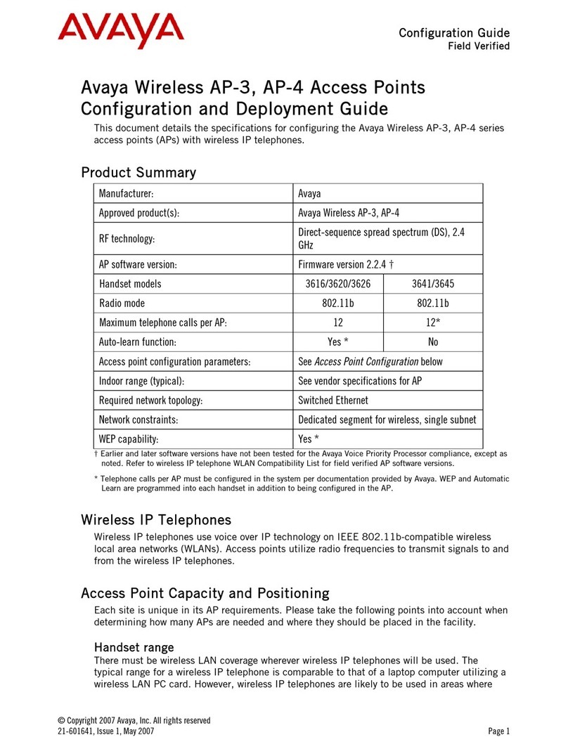 Avaya AP-3 Quick guide Avaya AP-3 Quick guide