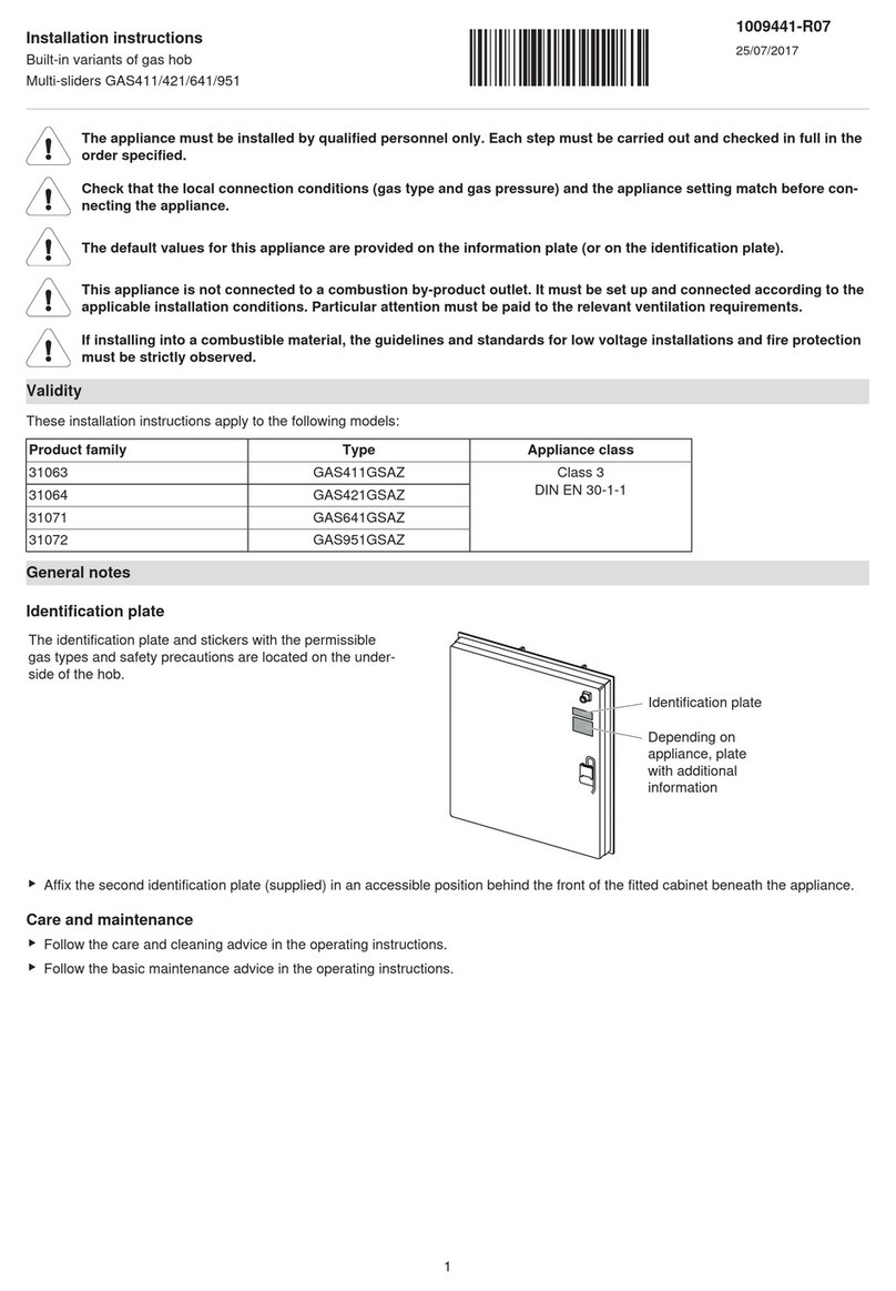 V-ZUG GAS411 Series User manual