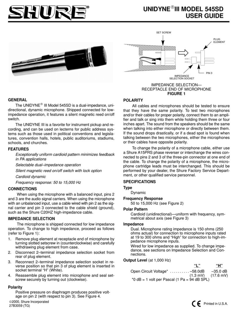 Shure UNIDYNE III Series user guide